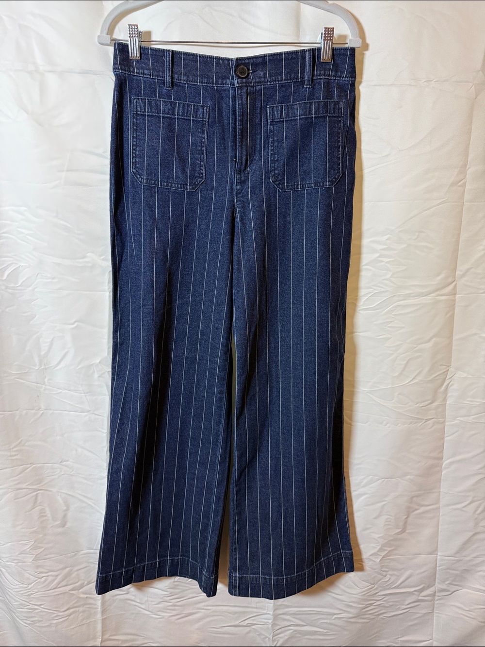 Navy Pinstripe Wide-Leg jeans